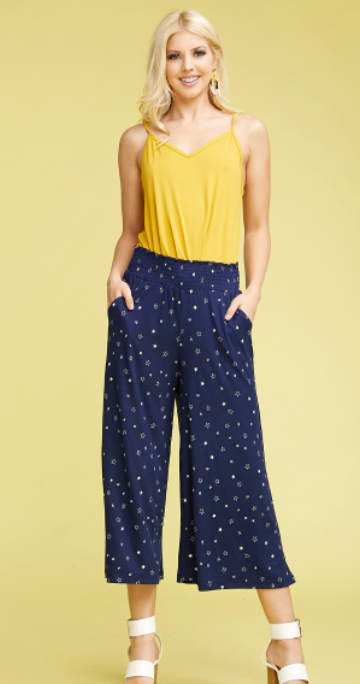 Navy With Stars Gaucho Pants