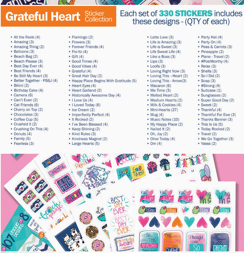 Denise Albright® - Grateful Heart Stickers For Journaling