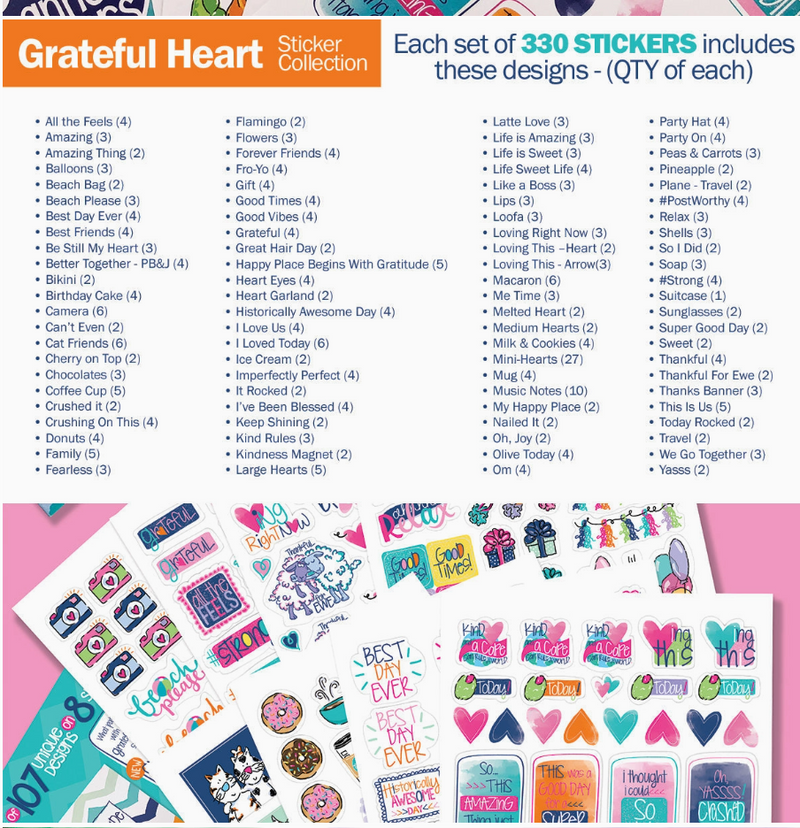 Denise Albright® - Grateful Heart Stickers For Journaling