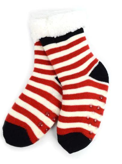 Kids Sherpa Socks - Patriotic Stripes