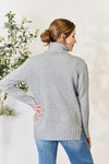 Turtleneck Long Sleeve Slit Sweater