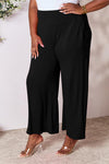 Smocked Wide Waistband Wide Leg Pants**