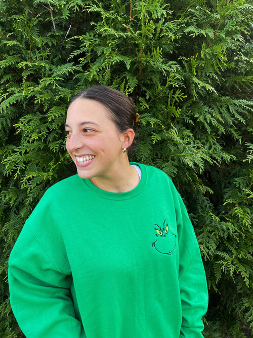 Embroidered Green Face Sweatshirt