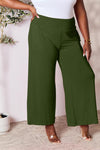 Smocked Wide Waistband Wide Leg Pants**