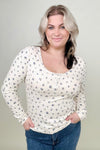 FawnFit Ditsy Floral Henley Long Sleeve Top
