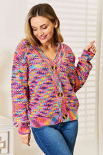 Woven Right V-Neck Long Sleeve Cardigan**