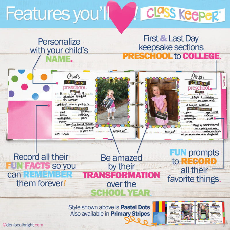 NEW! Mom Must-Have School Keepsake Kit | Class Keeper® + Photo Prop Deck + School Stickers