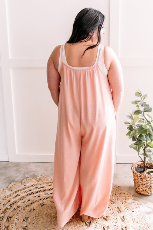 Casual Jumpsuit With Pockets In Natural Blush**