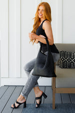 Daily Essential Notched Ribbed Tank in Black**