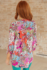 Lizzy Top in Pink Paisley Mix Print