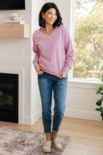 Totally Verified Long Sleeve V-Neck Top**