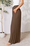 Smocked Wide Waistband Wide Leg Pants**