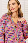 Woven Right V-Neck Long Sleeve Cardigan**