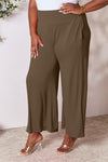 Smocked Wide Waistband Wide Leg Pants**