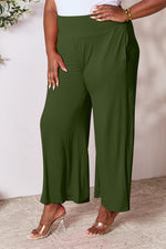 Smocked Wide Waistband Wide Leg Pants**