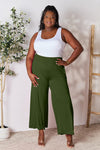 Smocked Wide Waistband Wide Leg Pants**