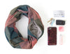 Stylish Plaid Infinity Scarf with Hidden Zipper: Muted Green & Red