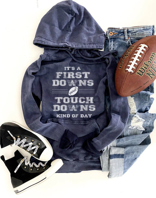 First Downs and Touchdowns Vintage Wash Hoodie In Assorted Colors